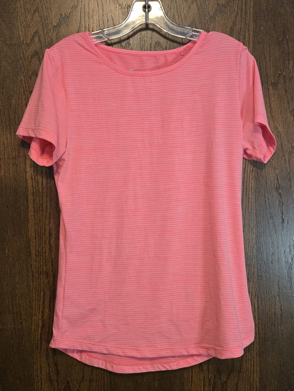 Zyia Active Striped Pink Short-Sleeve Crewneck Top